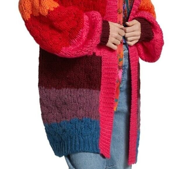 Farm Rio Women’s Striped Multi Cardigan - Size Medium - Picture 4 of 7